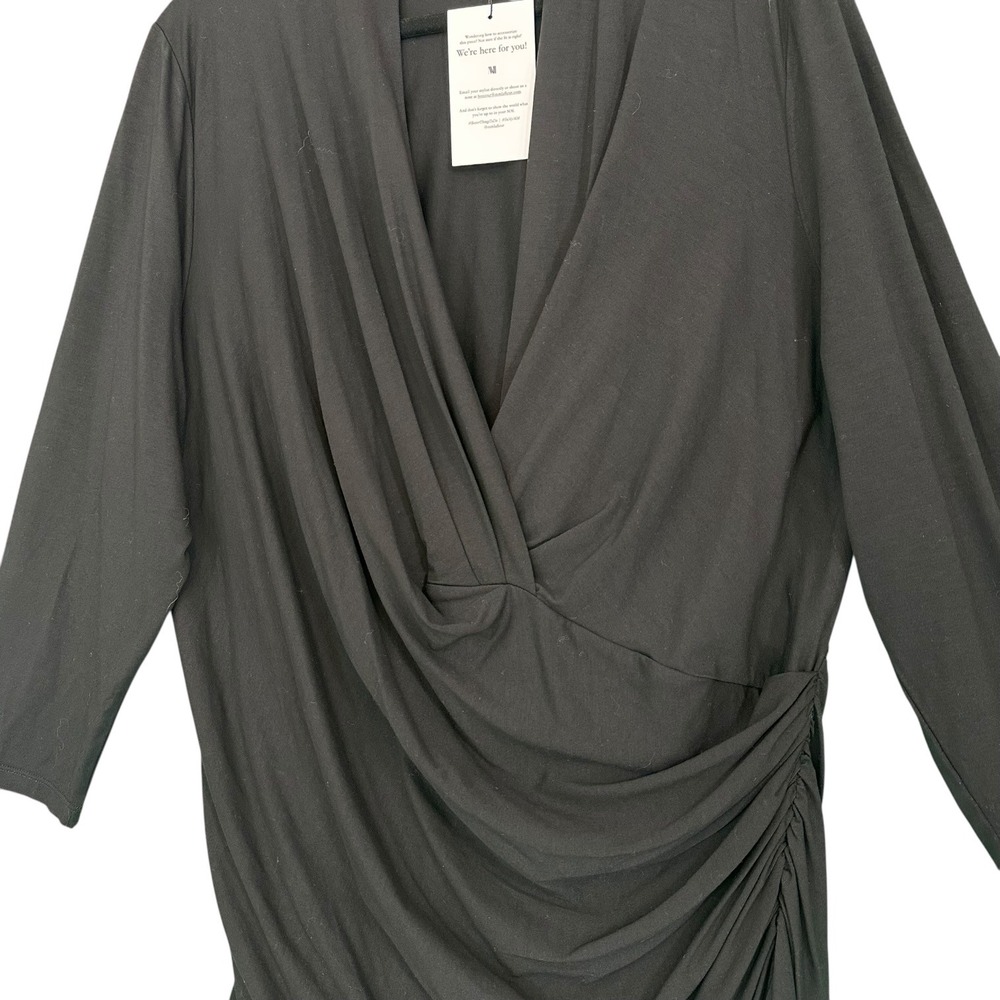 MM.LaFleur Fey Top Black Stretch Ruched Wrap Blouse +3 Plus Size Career NWT - Picture 6 of 12